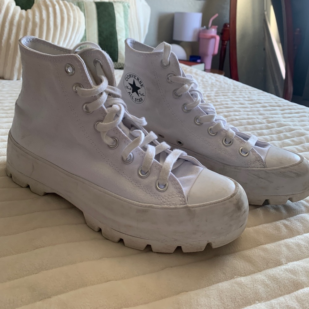 🤎Platform white converse, size 9!🤎